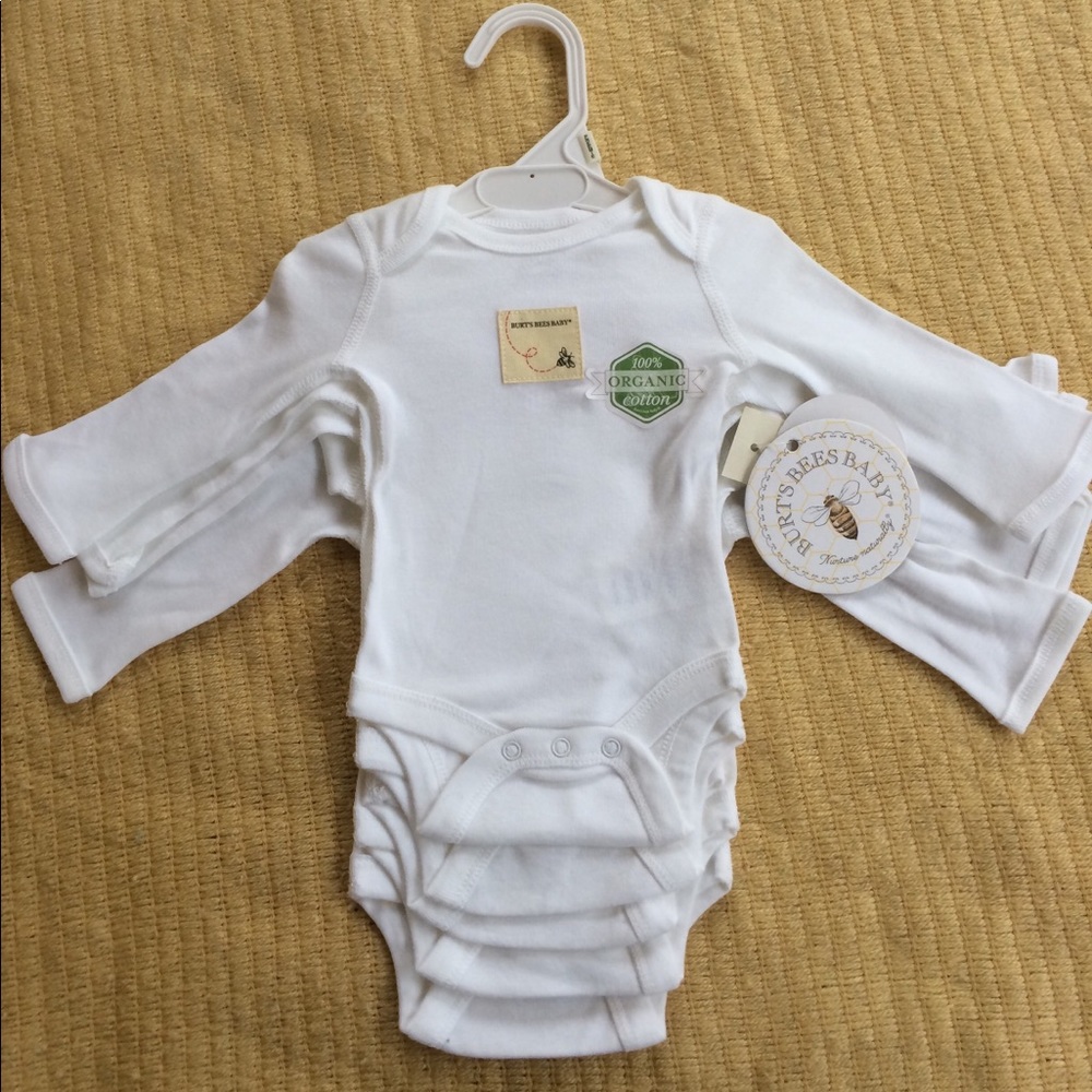Burt's Bees Baby Preemie 5 Organic Bodysuits NWT